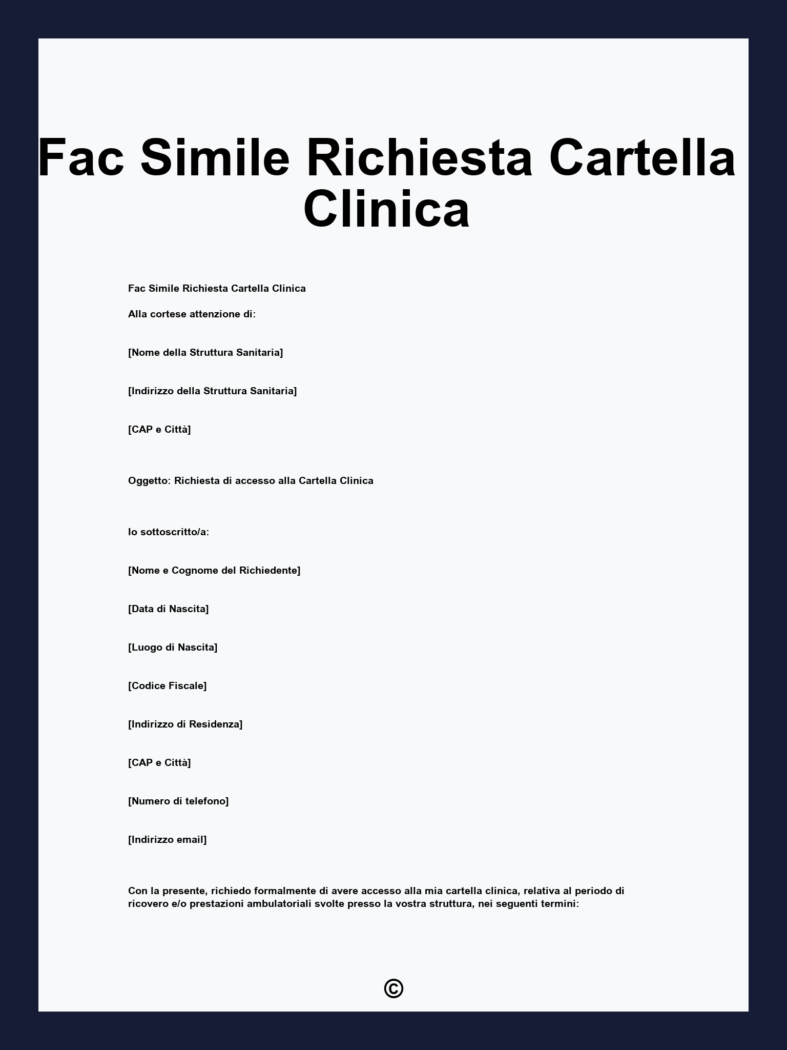 Fac Simile Richiesta Cartella Clinica