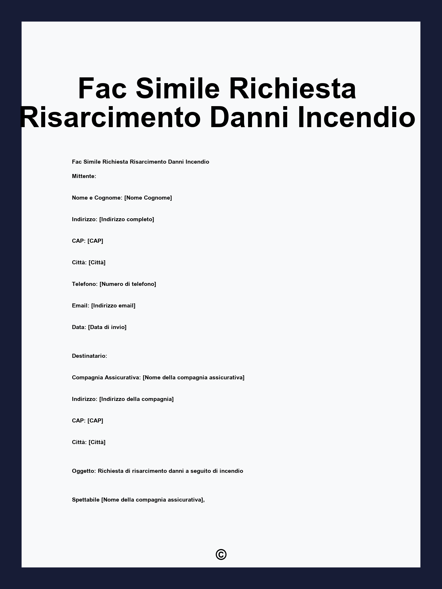 Fac Simile Richiesta Risarcimento Danni Incendio