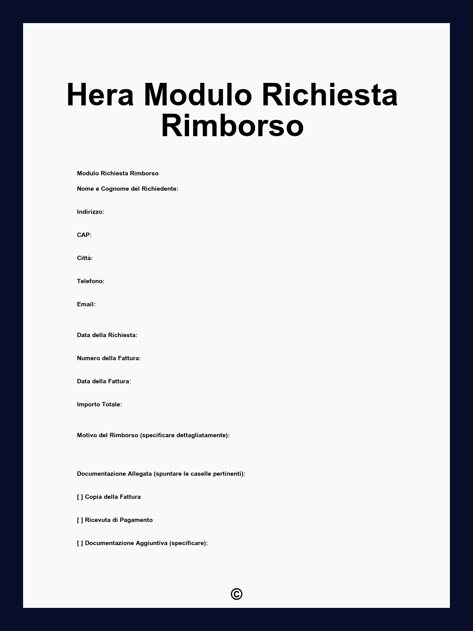 Hera Modulo Richiesta Rimborso