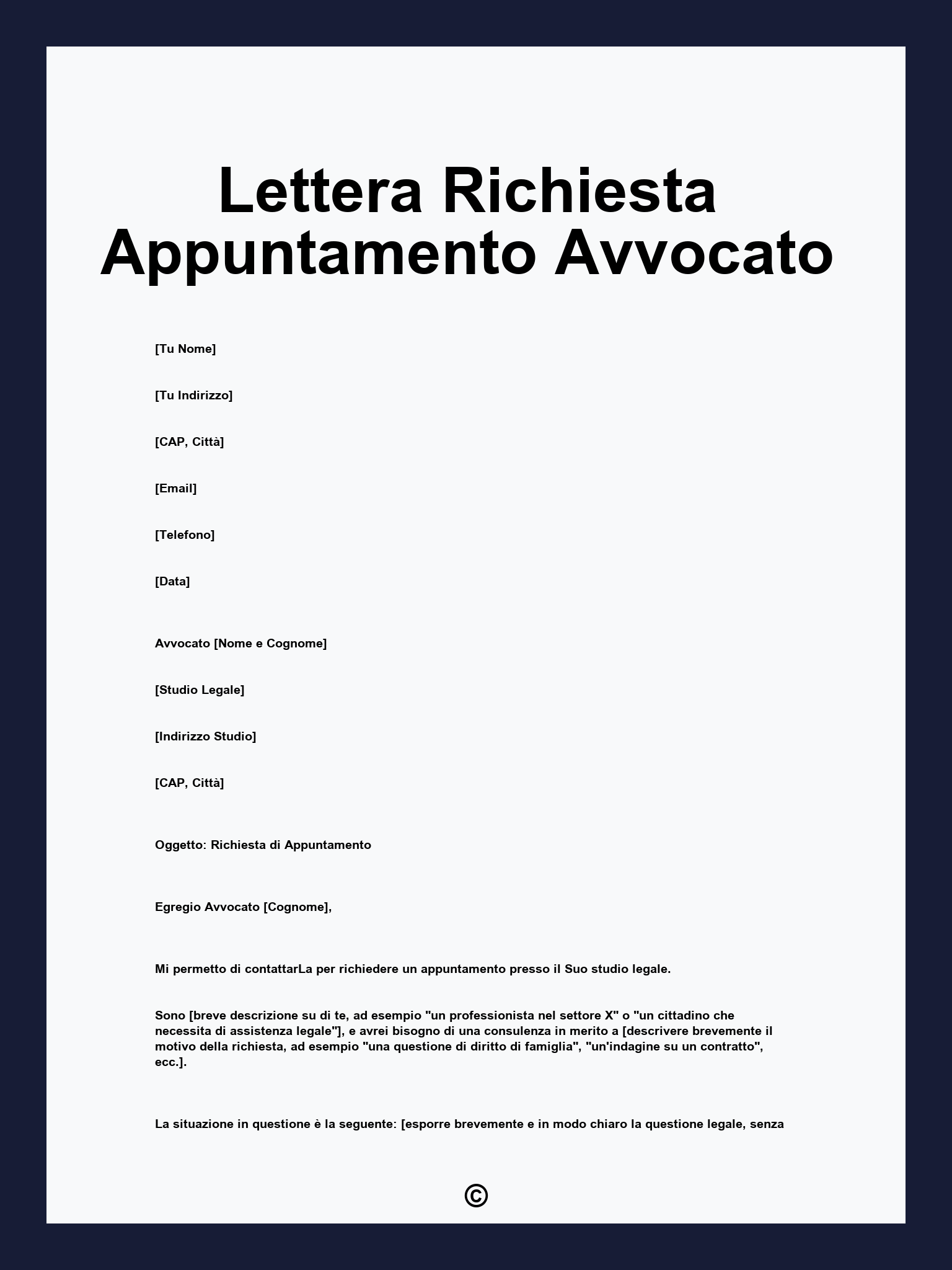 Lettera Richiesta Appuntamento Avvocato