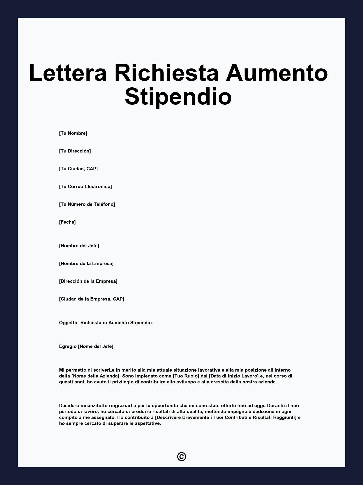 Lettera Richiesta Aumento Stipendio
