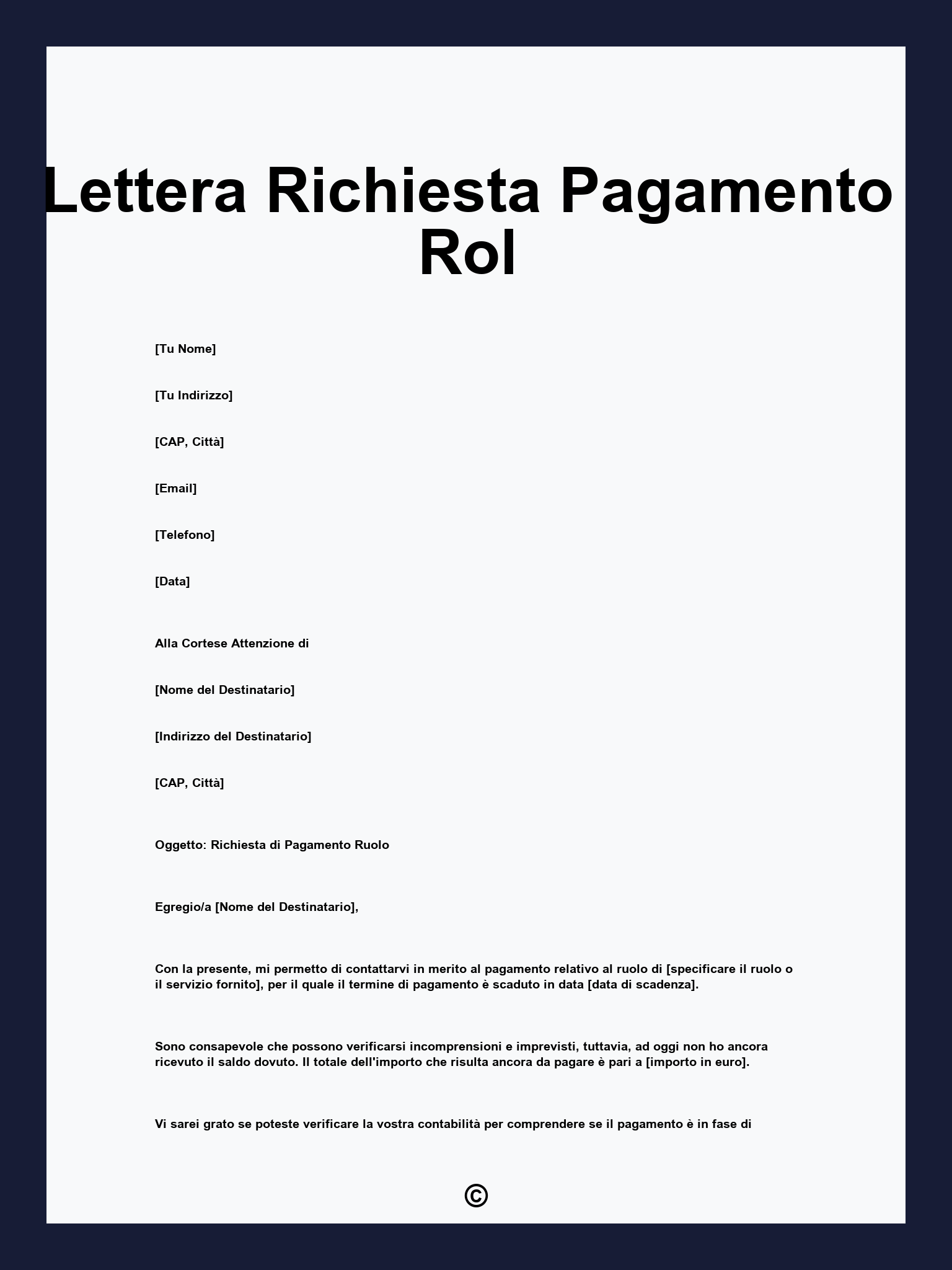 Lettera Richiesta Pagamento Rol