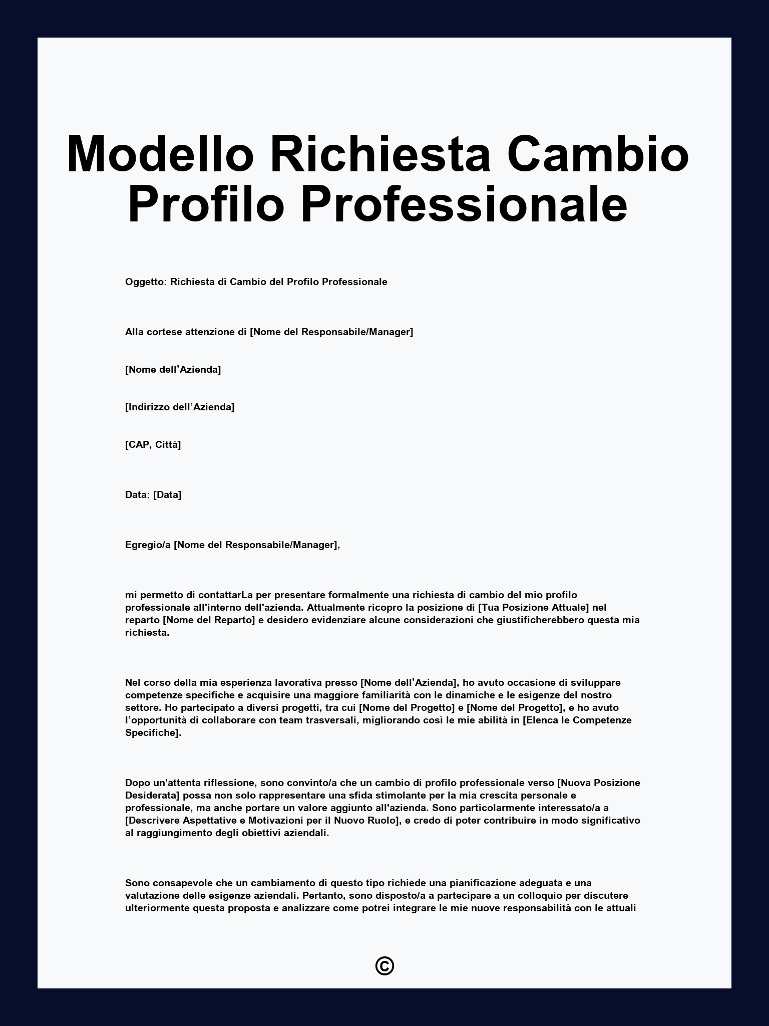 Modello Richiesta Cambio Profilo Professionale