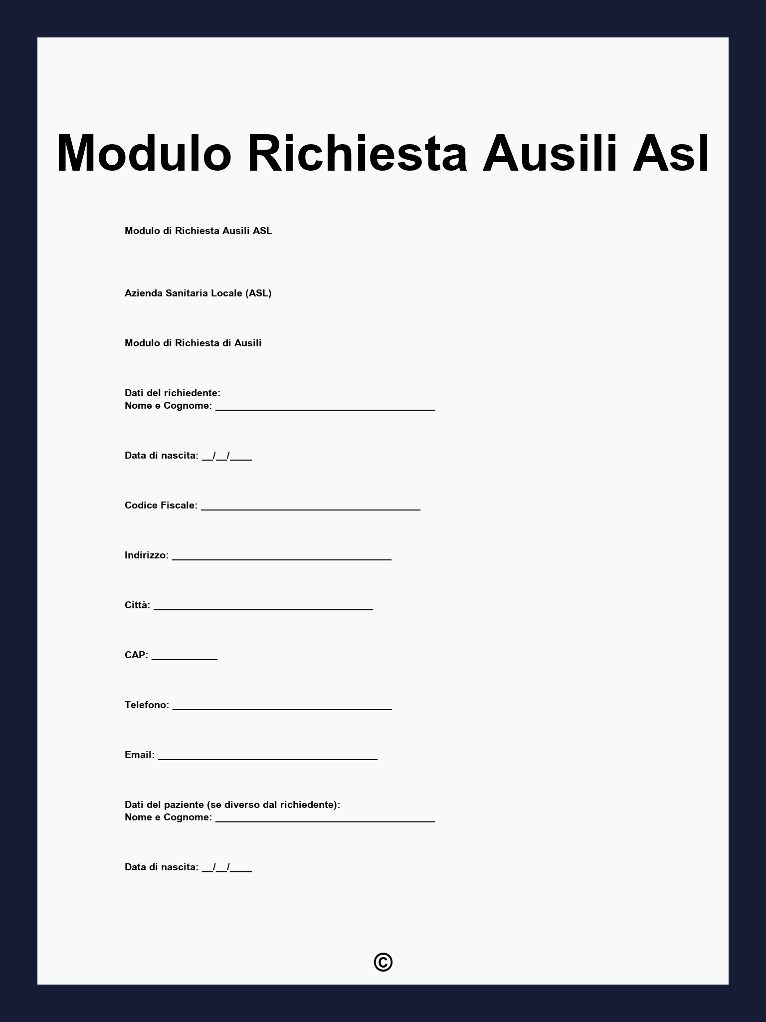 Modulo Richiesta Ausili Asl