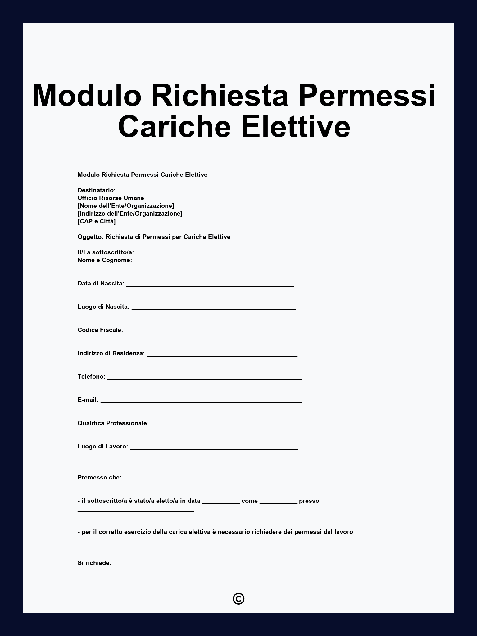 Modulo Richiesta Permessi Cariche Elettive