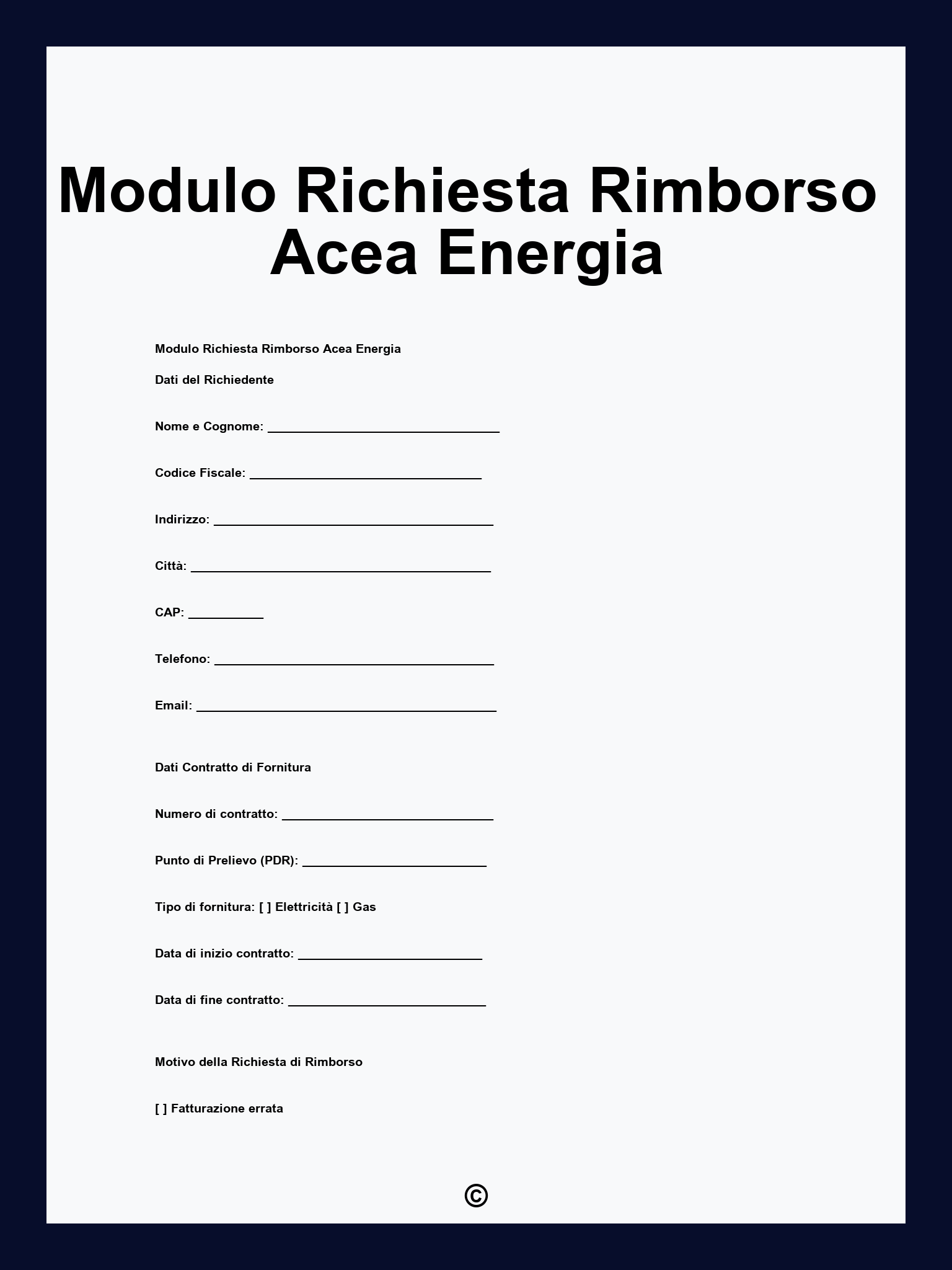 Modulo Richiesta Rimborso Acea Energia
