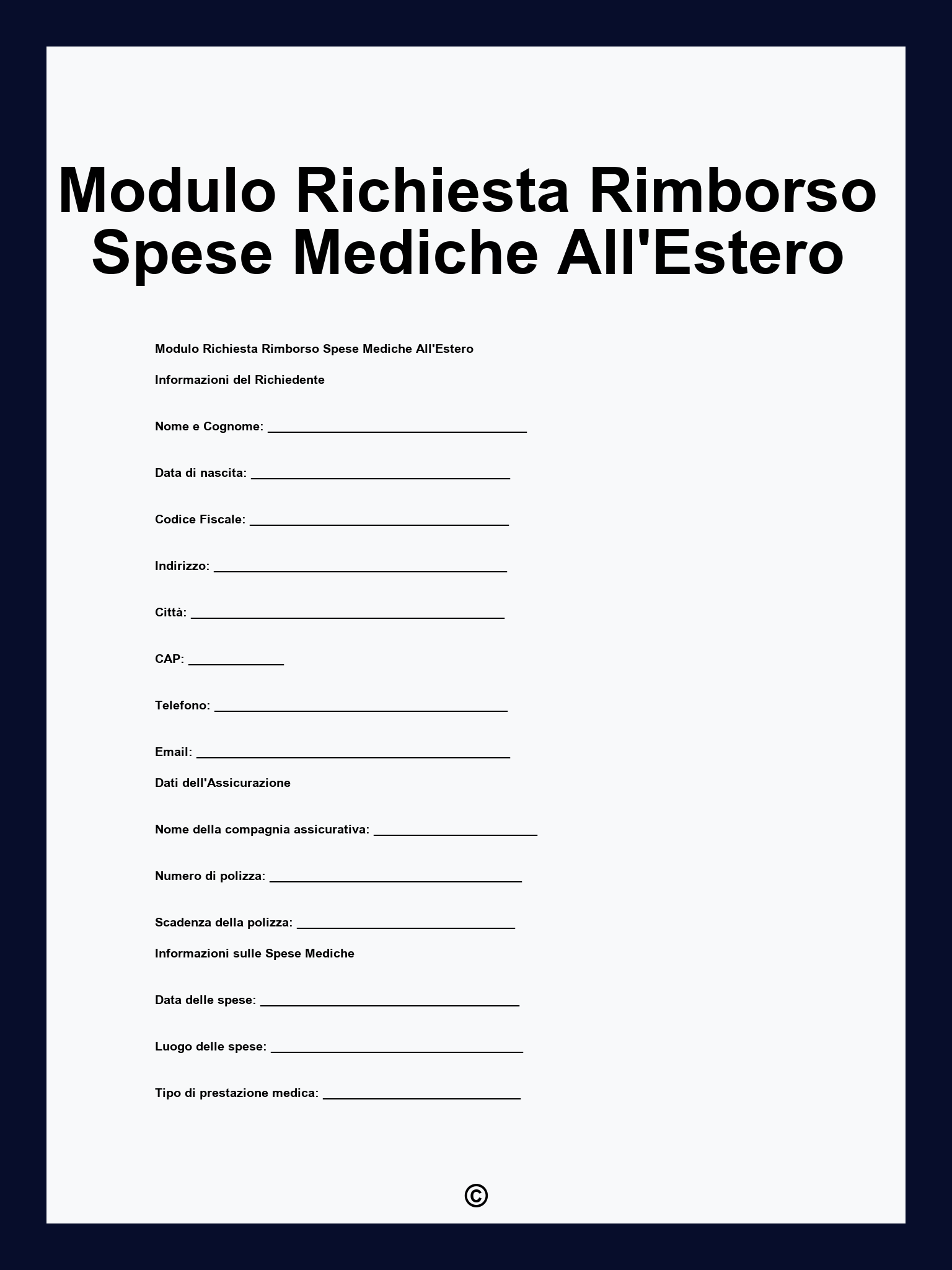 Modulo Richiesta Rimborso Spese Mediche All'Estero