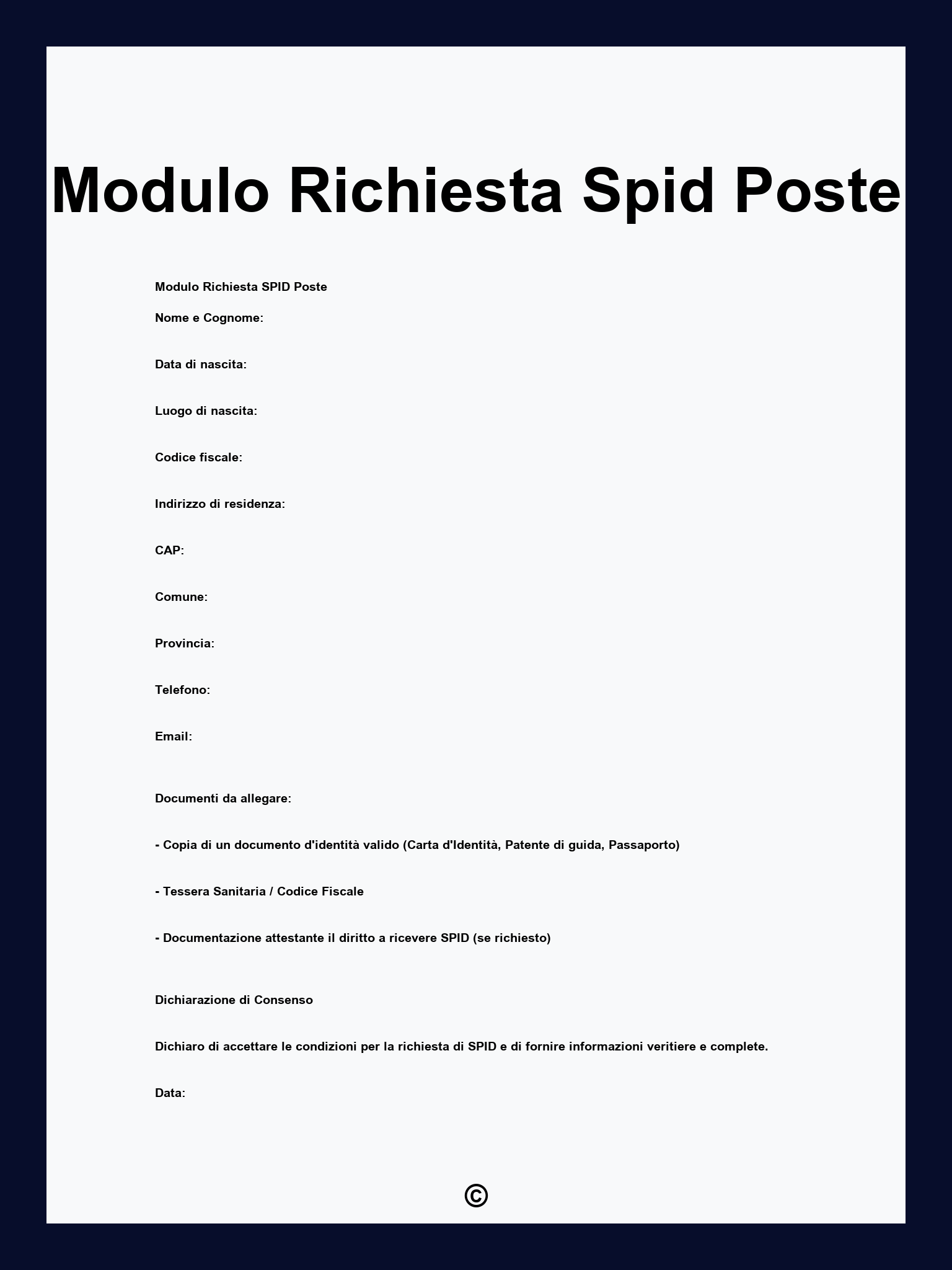 Modulo Richiesta Spid Poste