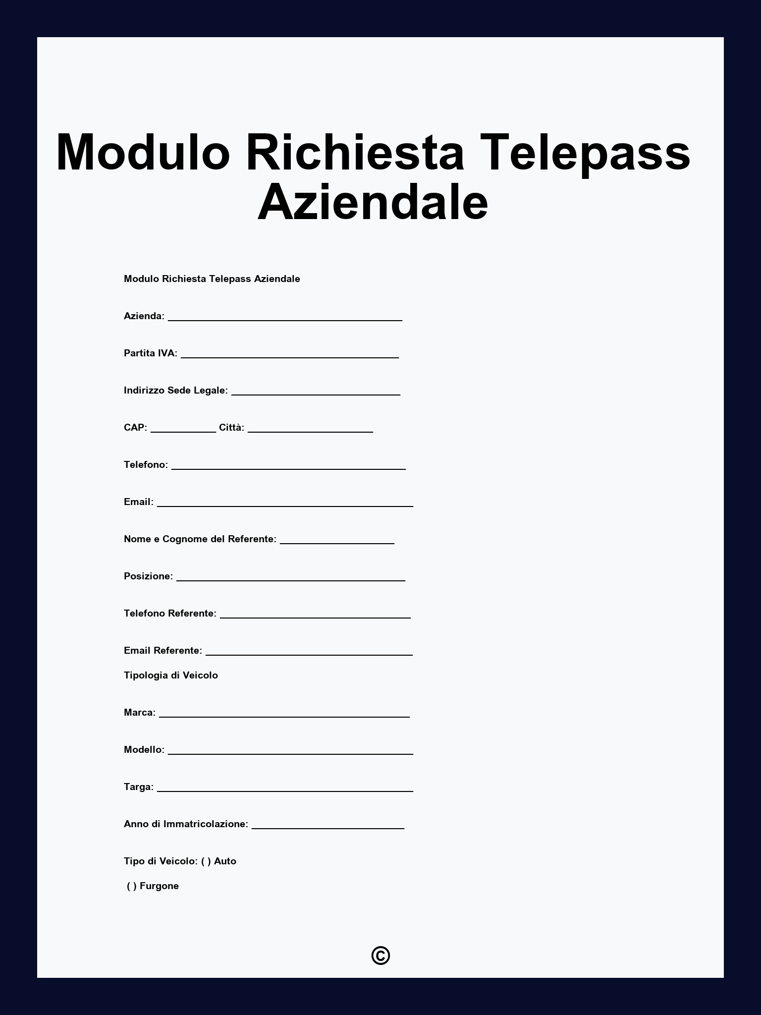 Modulo Richiesta Telepass Aziendale
