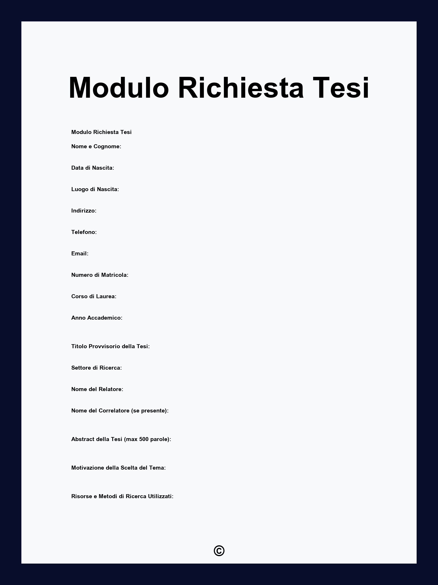 Modulo Richiesta Tesi