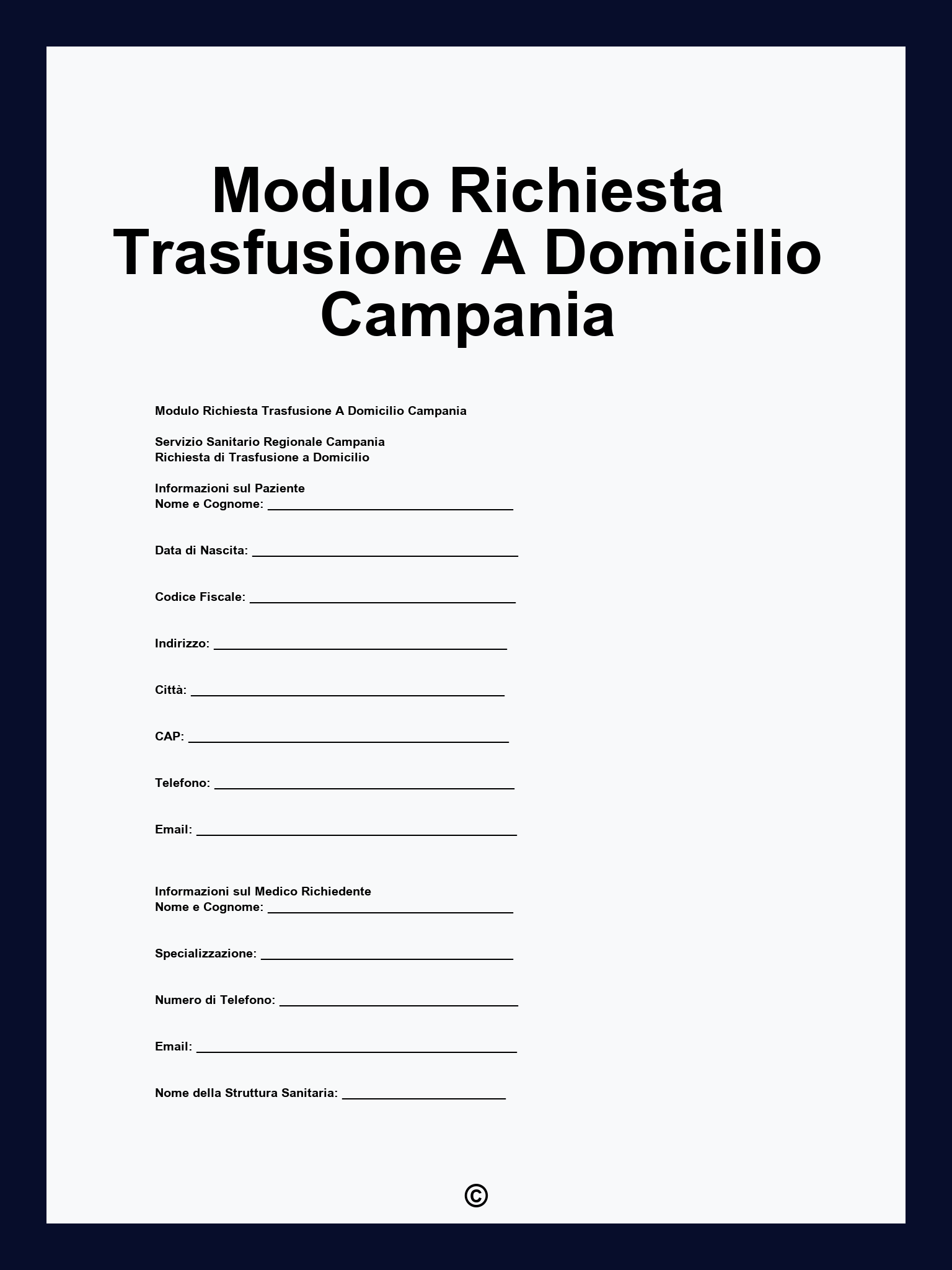 Modulo Richiesta Trasfusione A Domicilio Campania