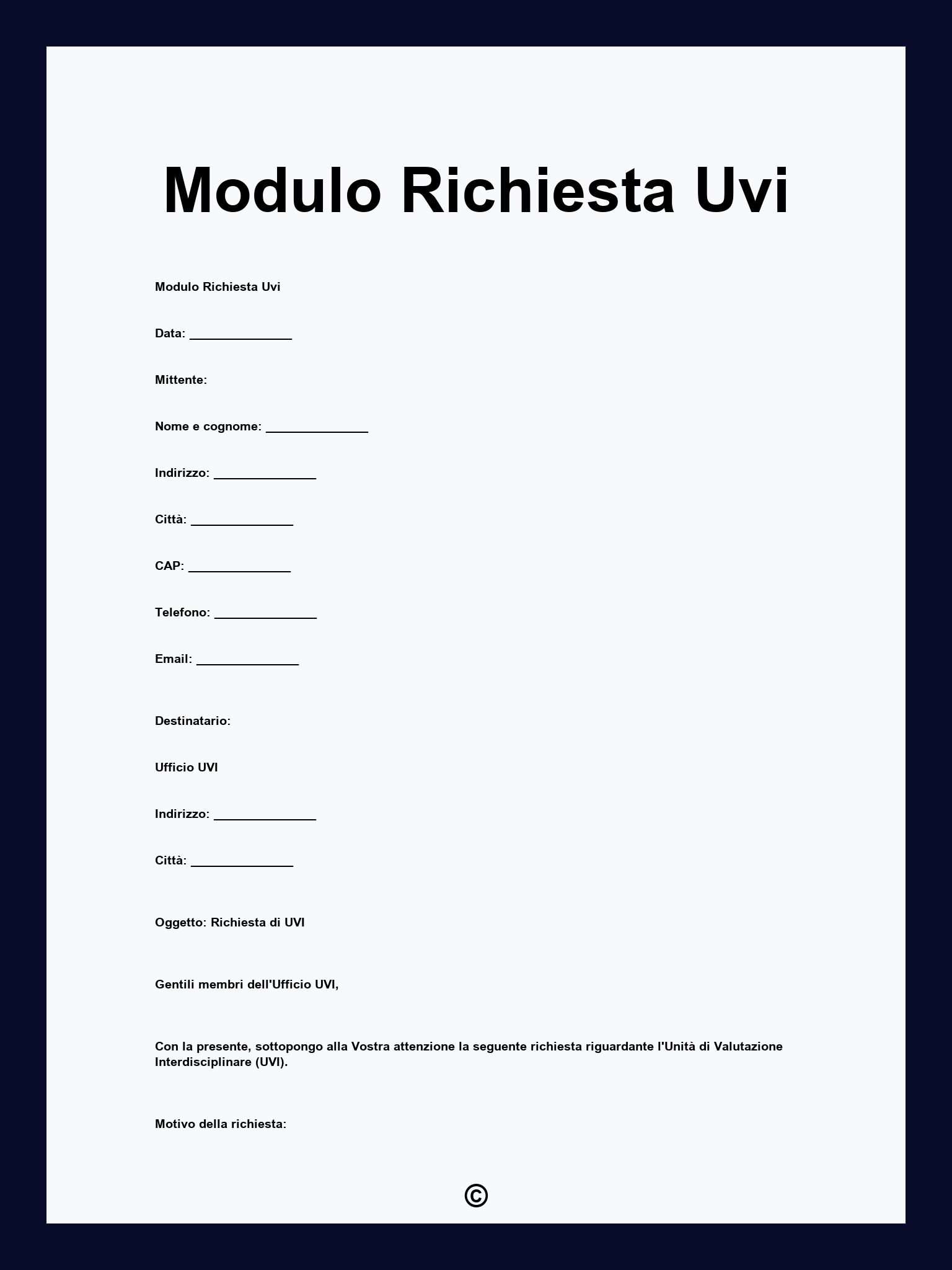 Modulo Richiesta Uvi
