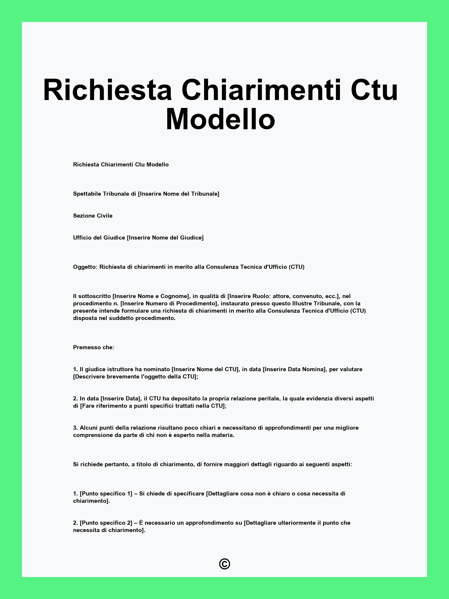 Richiesta Chiarimenti Ctu Modello